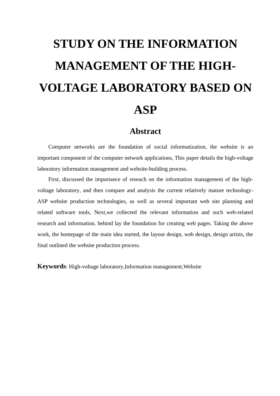 基于ASP的高压实验室信息管理研究-毕业论文_第2页