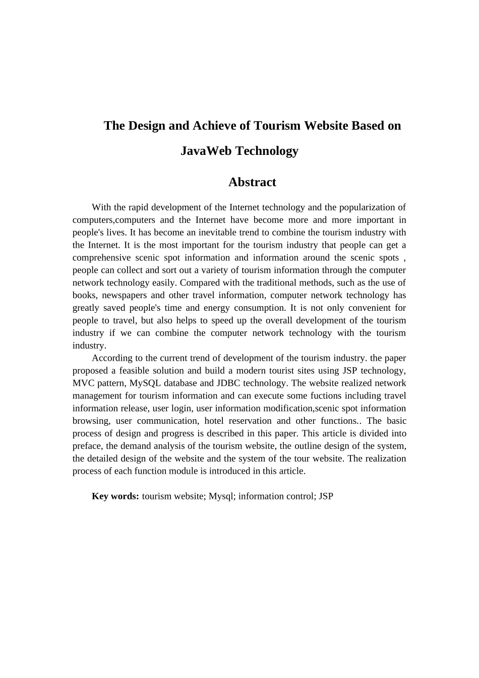 基于JavaWeb技术的旅游网站的设计与实现--毕业论文_第3页