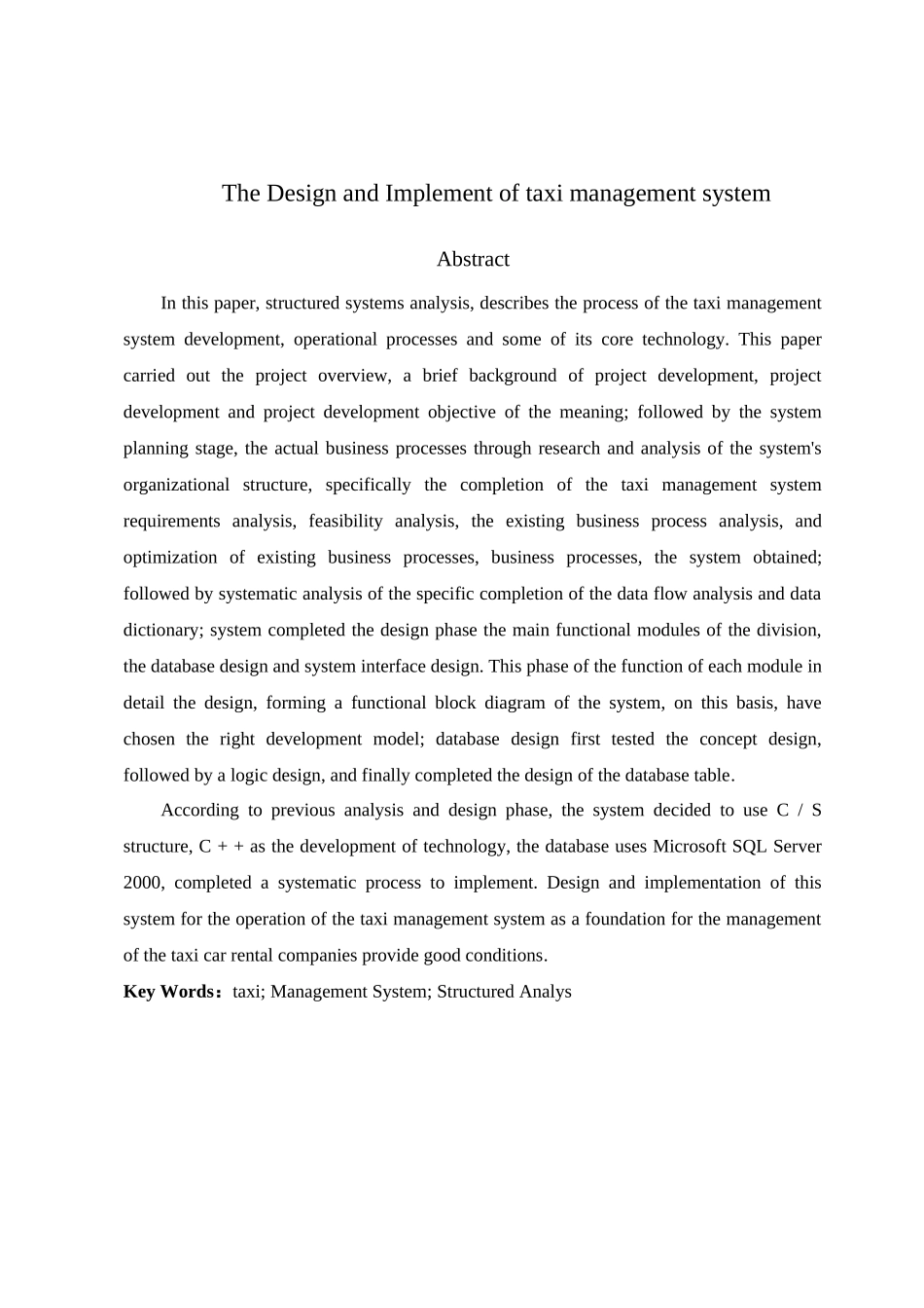 基于java的出租车管理系统设计与实现-学位论文_第2页