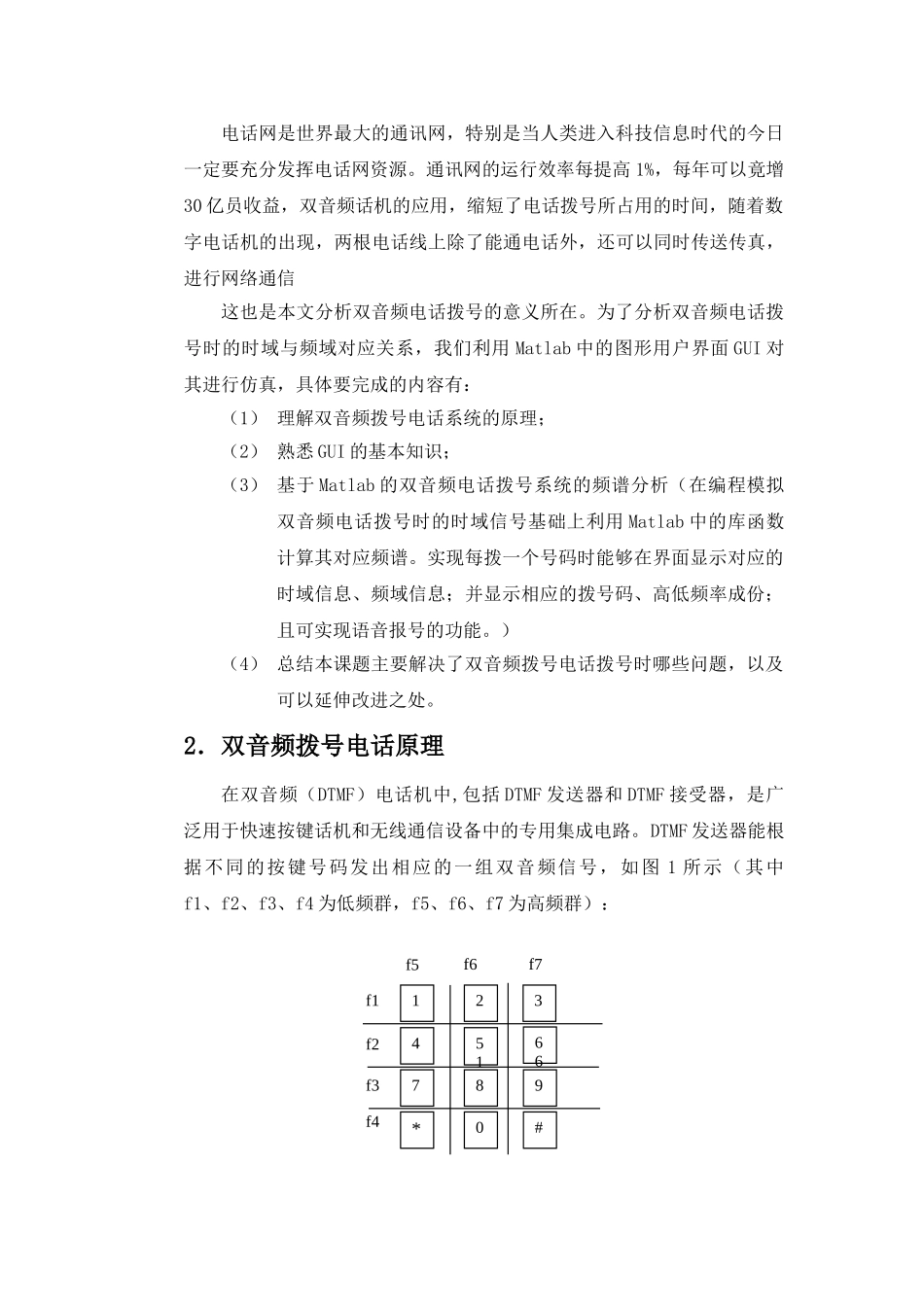 基于Matlab分析双音频电话的拨号频谱_第2页