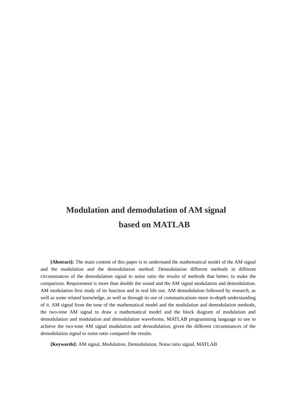 基于matlab的am信号的调制与解调本科学位论文_第2页