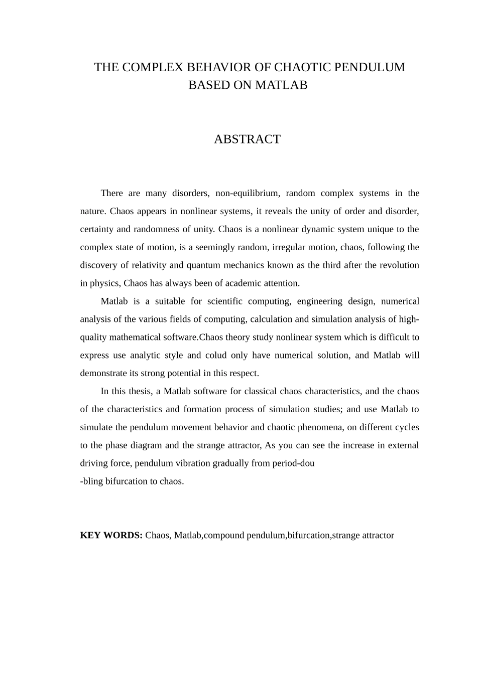 基于matlab的复摆混沌行为研究毕业论文_第2页