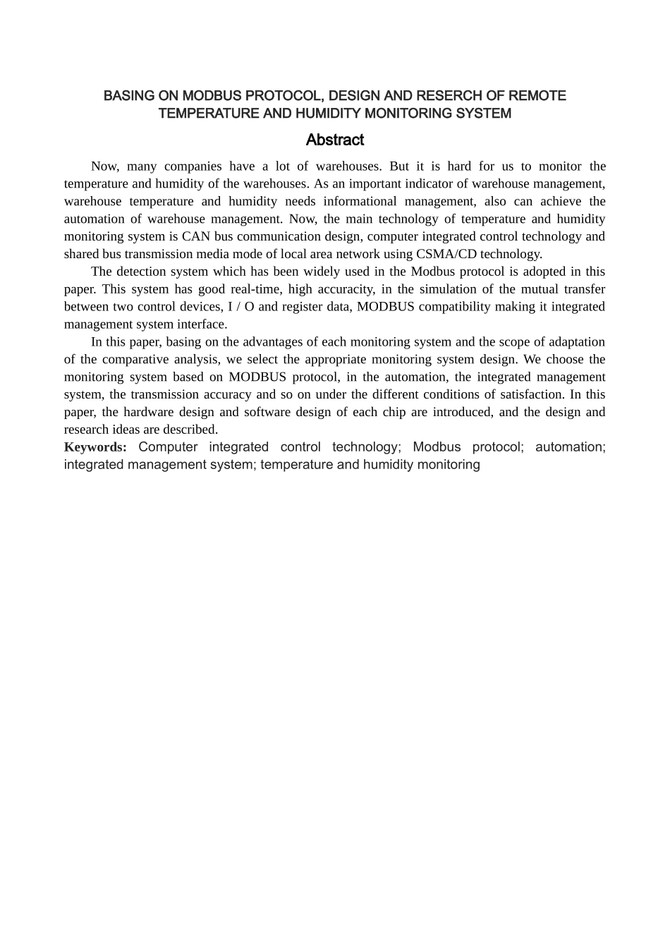 基于modbus的远程温湿度监控系统的设计与实现本科学位论文_第3页