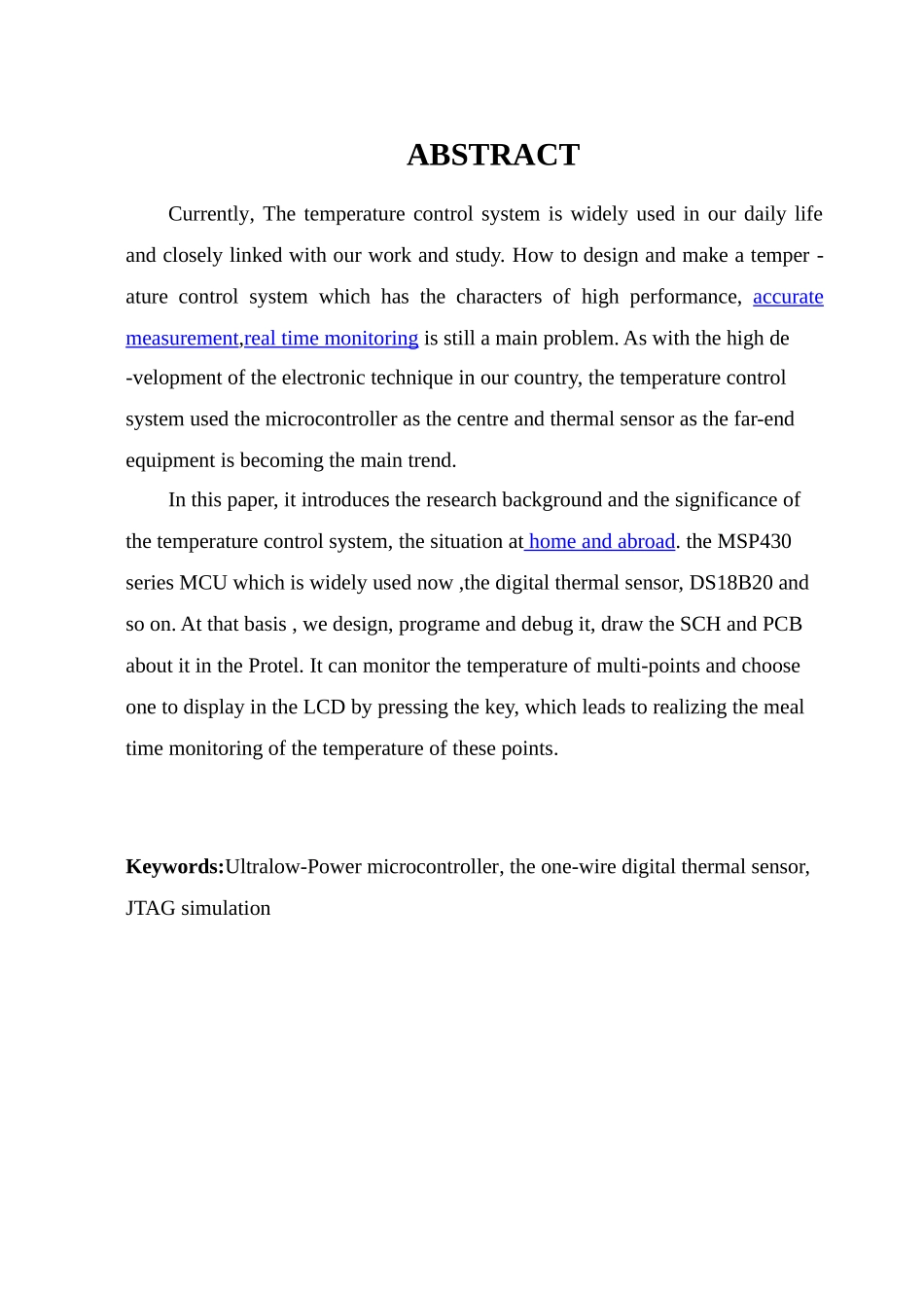 基于msp430单片机的温度监控系统设计大学毕业论文_第2页