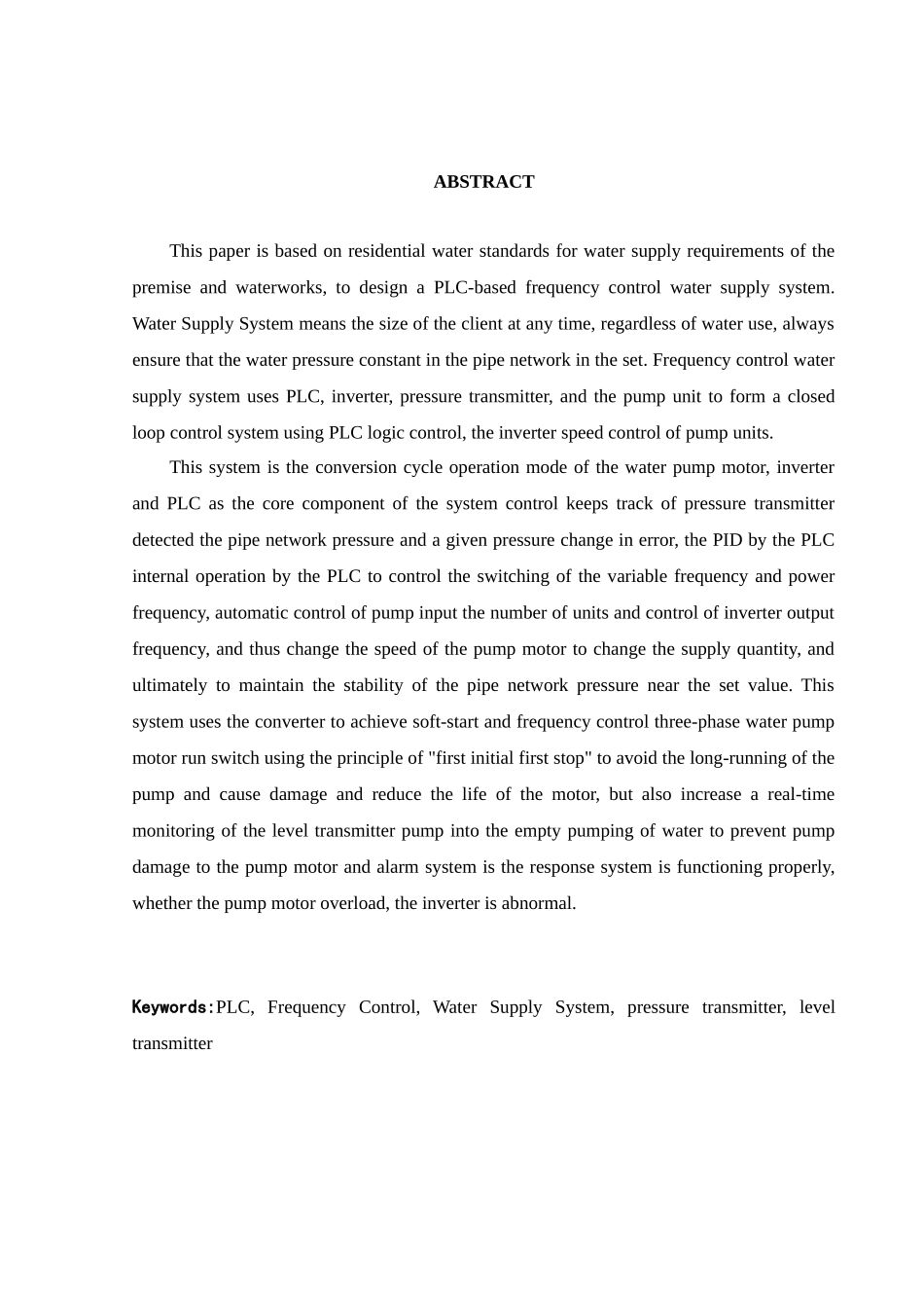 基于plc变频调速恒压供水系统设计毕业论文_第2页