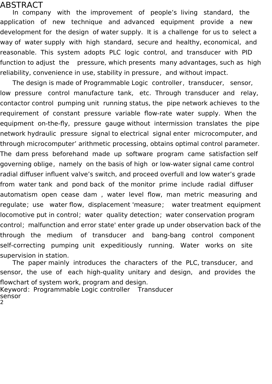 基于plc恒压供水系统(-毕业论文_第2页