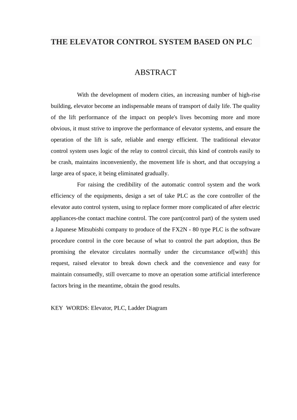 基于plc的六层电梯控制系统的学士学位论文_第2页