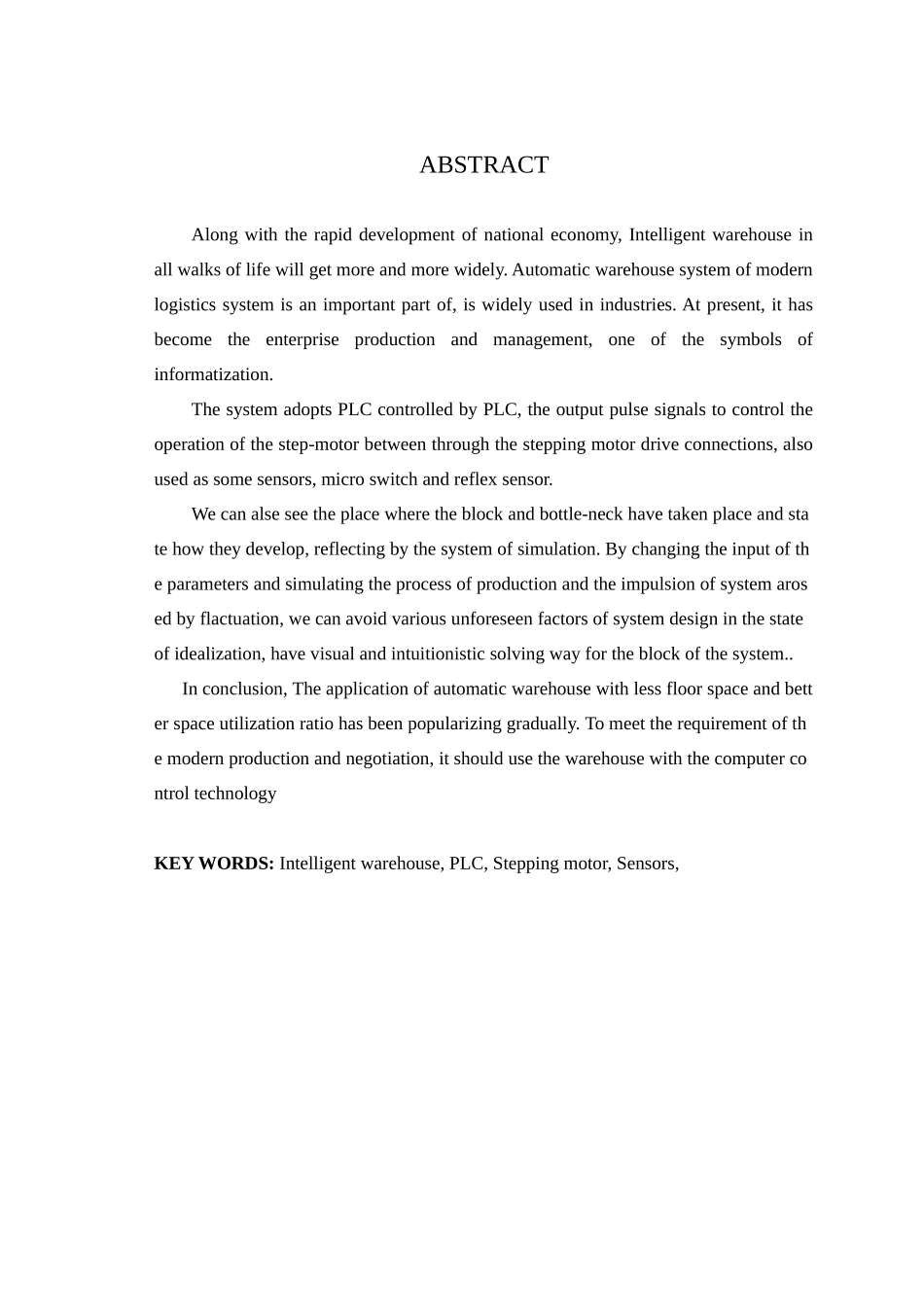 基于PLC的智能仓库控制系统的设计毕业设计论文_第2页