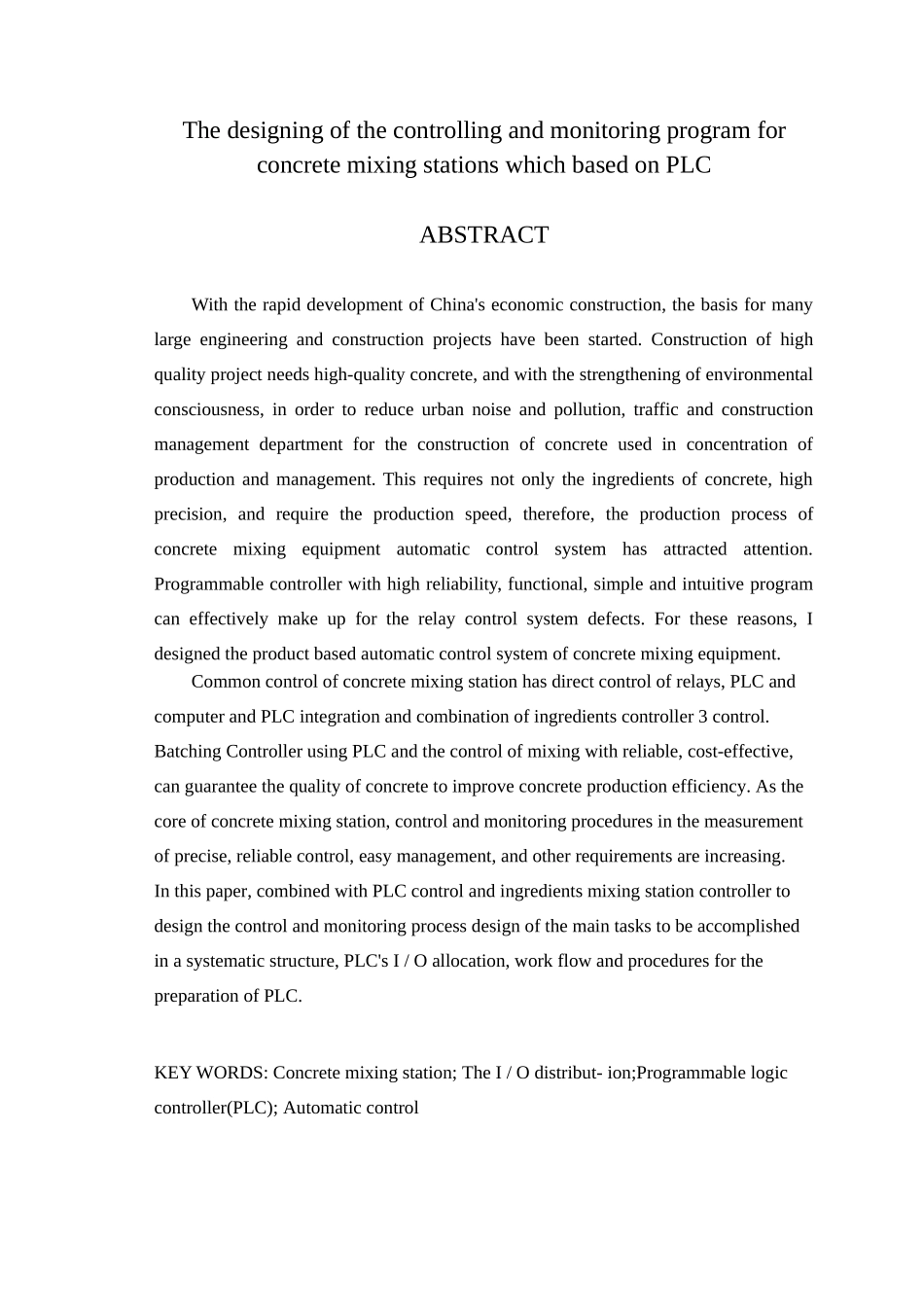 基于plc的混凝土搅拌站控制及监控程序大学本科毕业论文_第3页