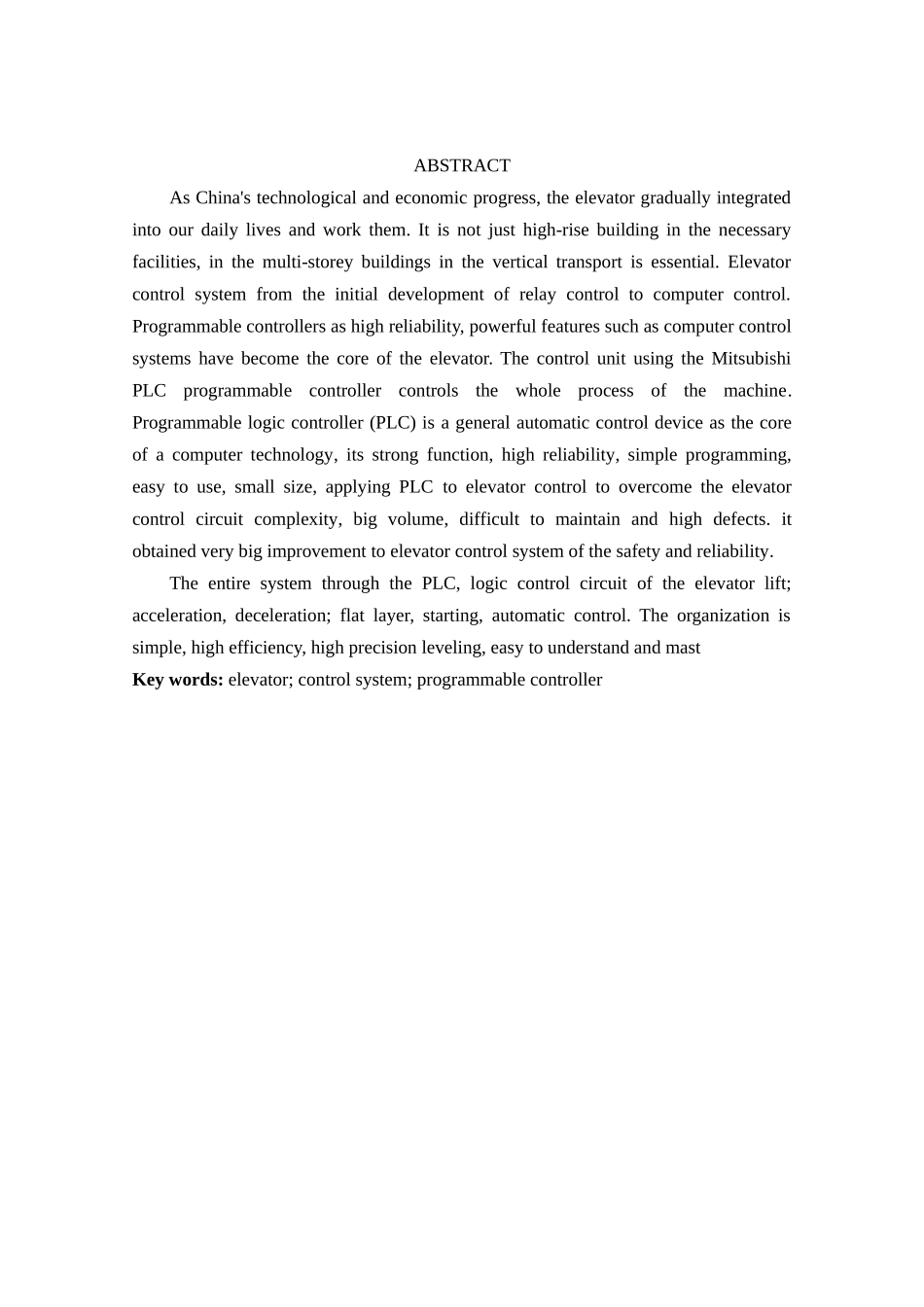 基于plc的电梯控制设计本科论文_第3页