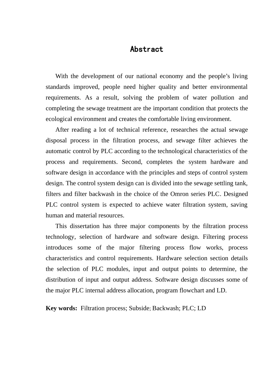 基于plc的过滤流程控制系统--本科论文_第3页