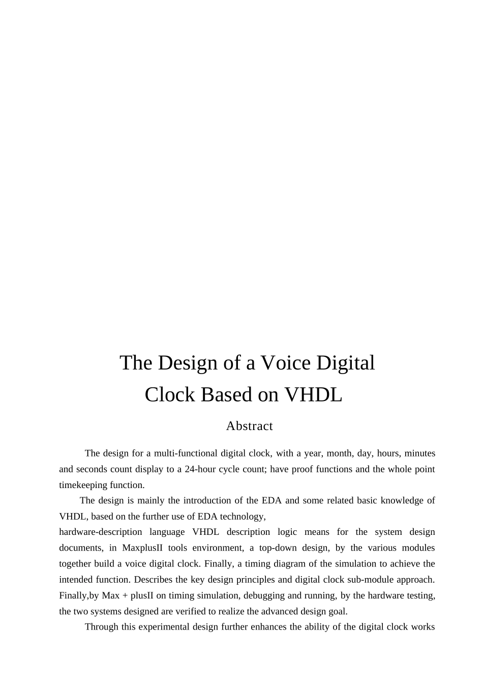 基于vhdl的语言数字钟的设计本科论文_第3页