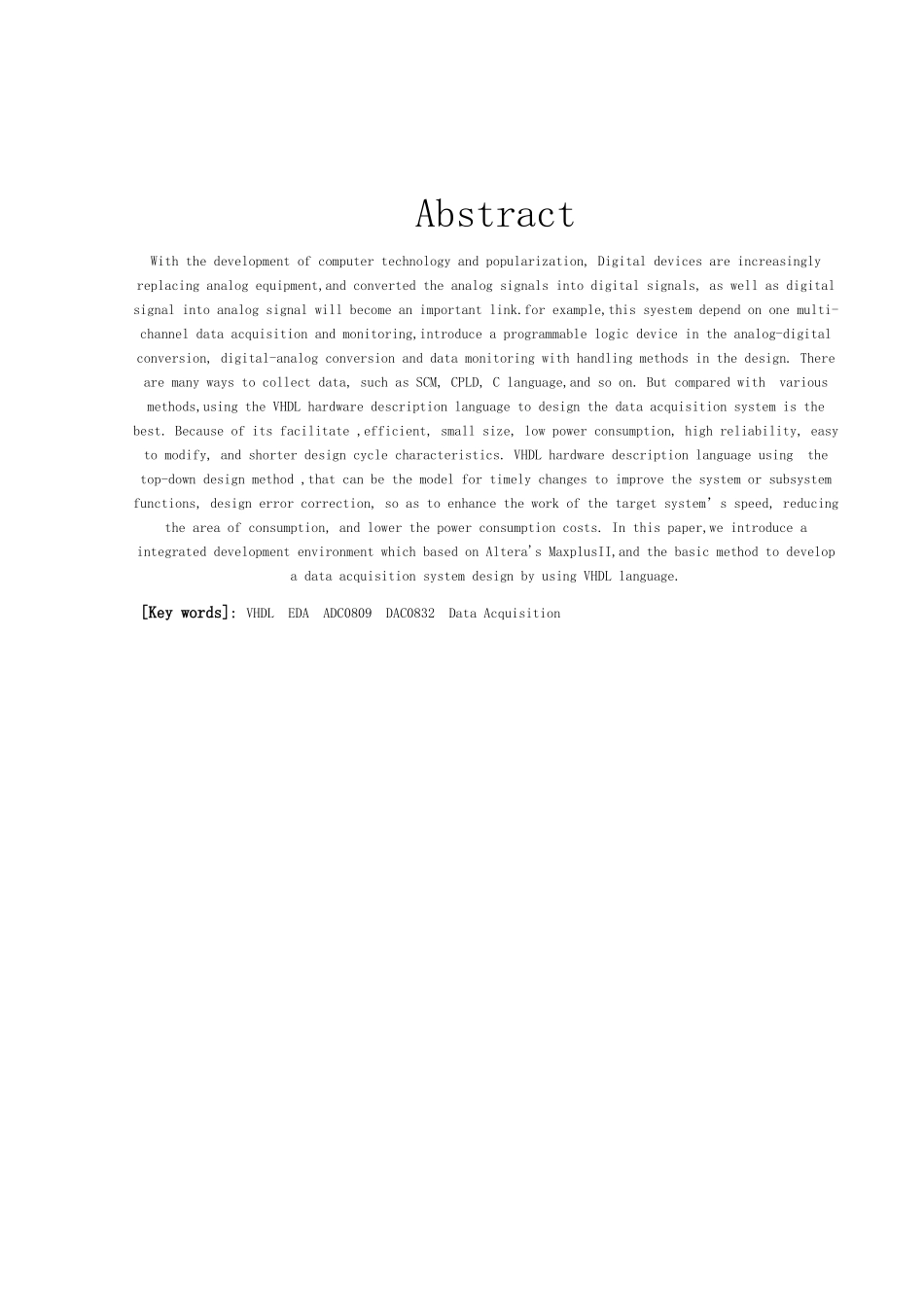 基于vhdl语言的数据采集系统--大学毕业设计_第3页