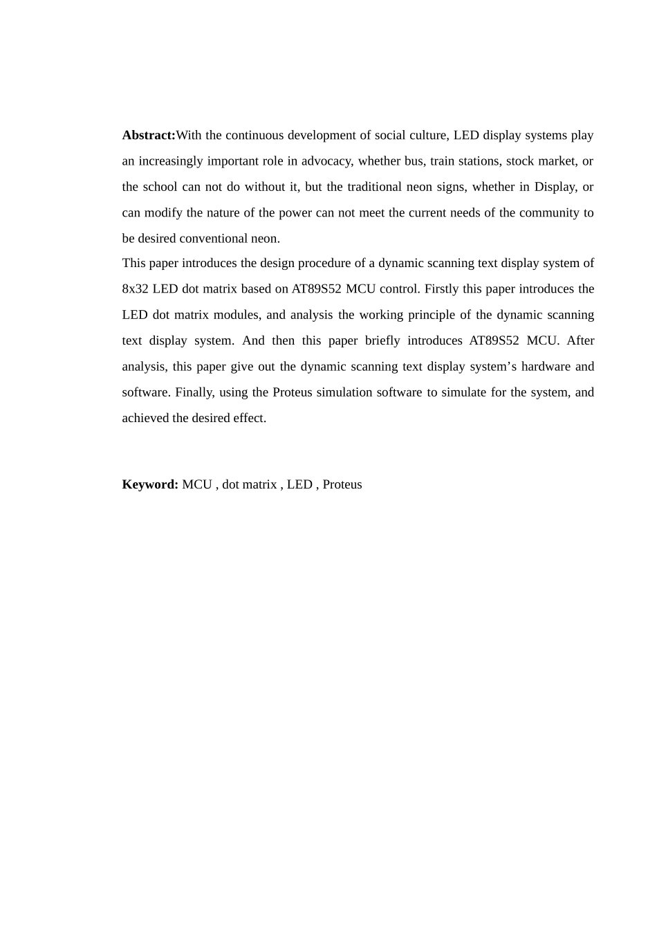 基于单片机控制动态扫描文字显示系统的设计_第2页
