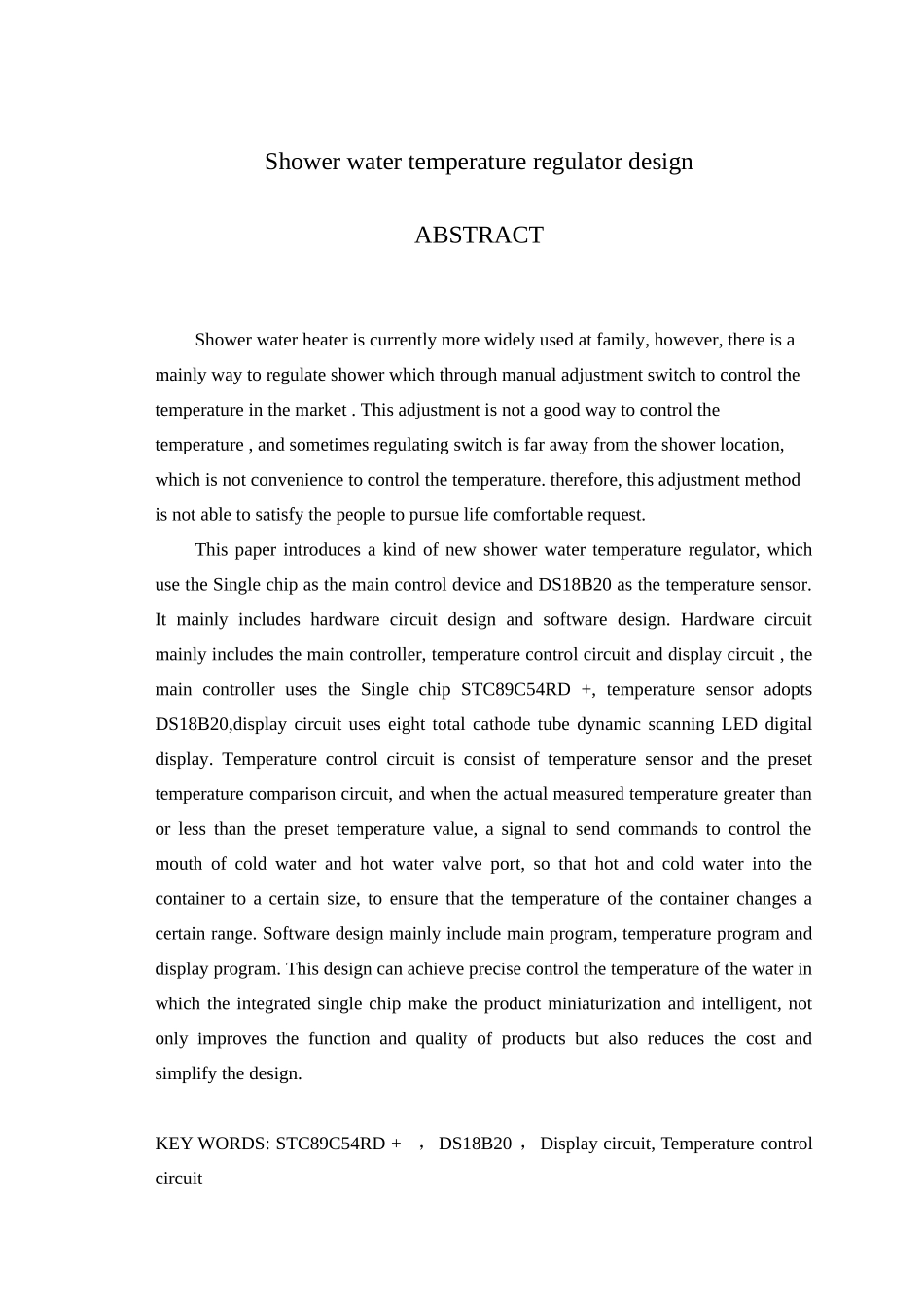 基于单片机淋浴水温调节器设计-毕业论文_第2页
