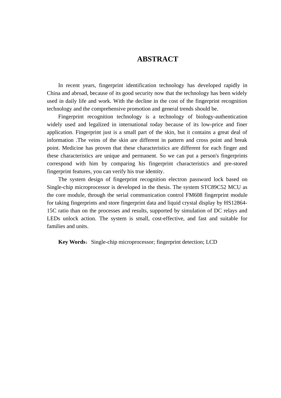 基于单片机的指纹密码锁系统本科毕业论文_第3页