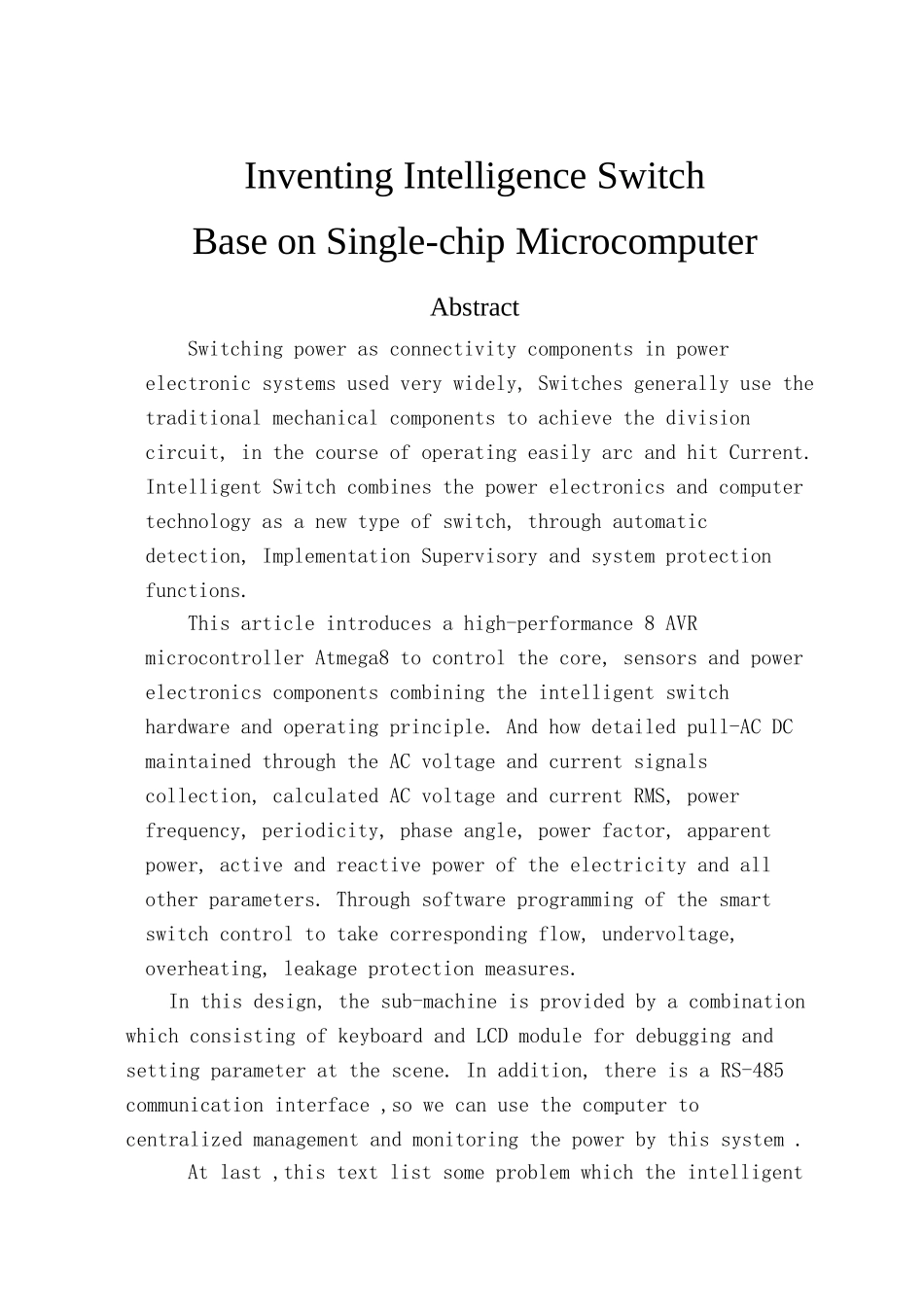 基于单片机的智能开关研制大学本科毕业论文_第2页