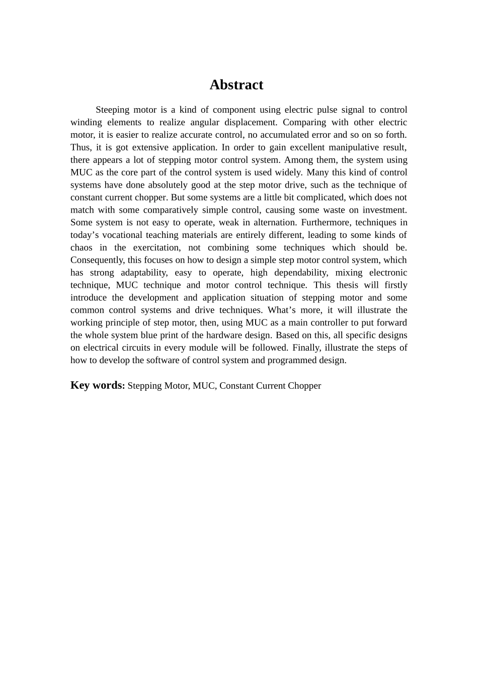 基于单片机的步进电机控制系统设计大学本科毕业论文_第3页