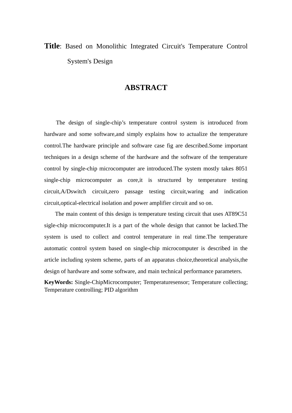 基于单片机的温度控制系统设计和实现本科学位论文_第2页