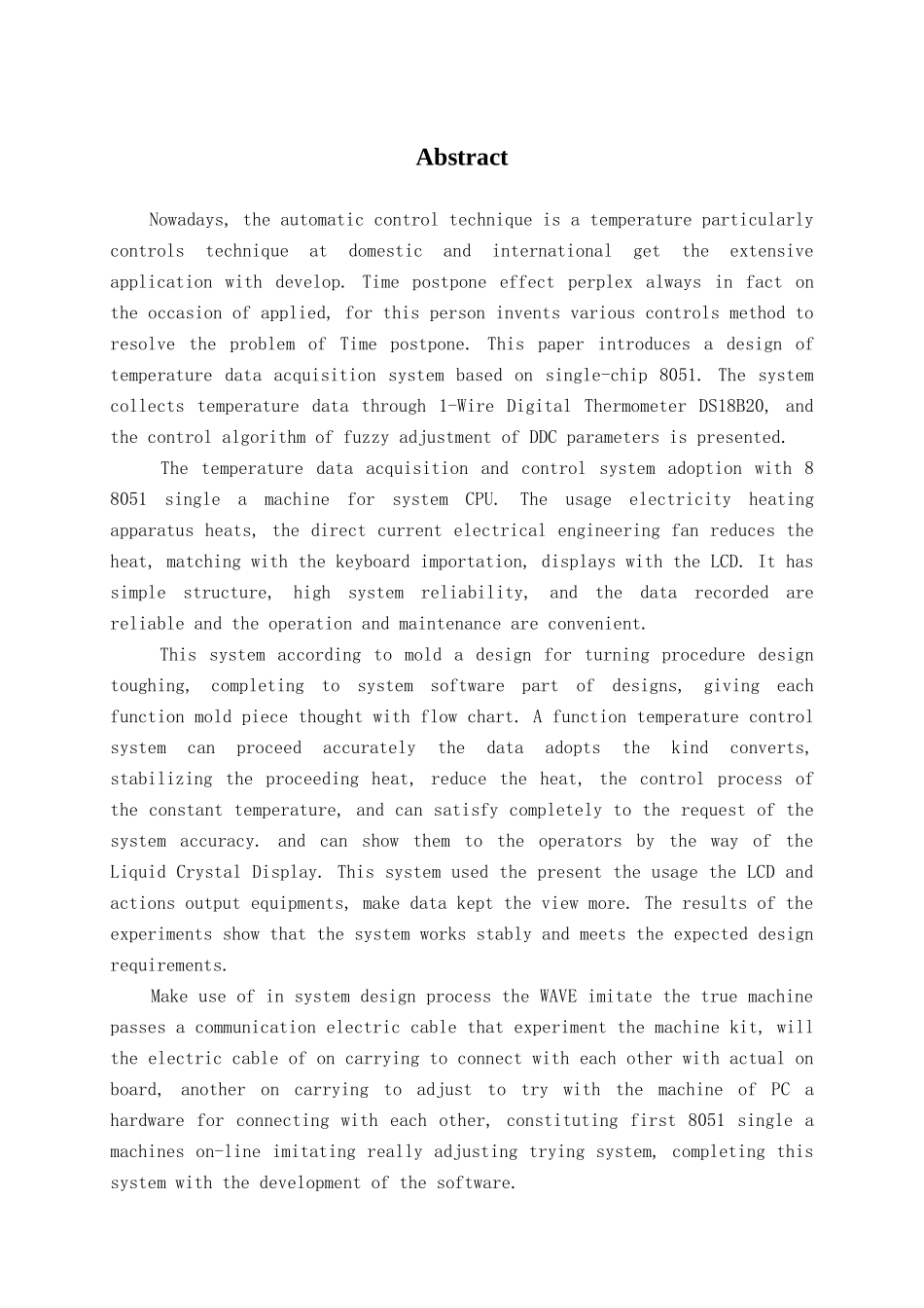 基于单片机的温度采集控制系统本科学位论文_第2页