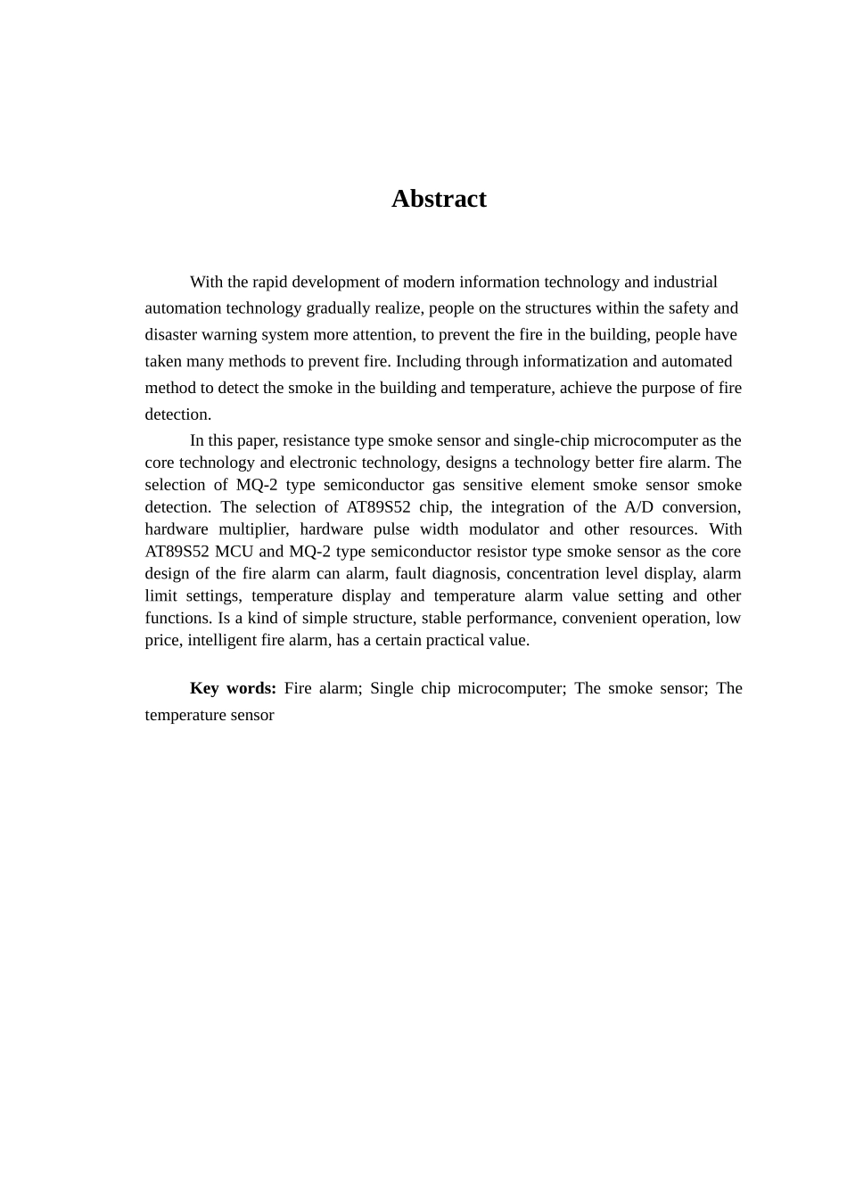 基于单片机的火灾报警系统的设计与实现设计本科论文_第2页