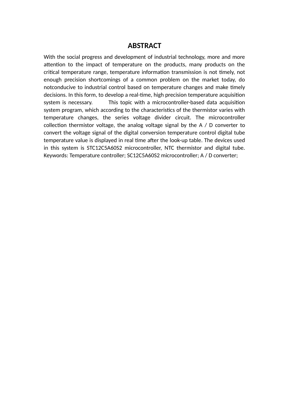 基于单片机的热敏电阻测温设计--论文_第2页