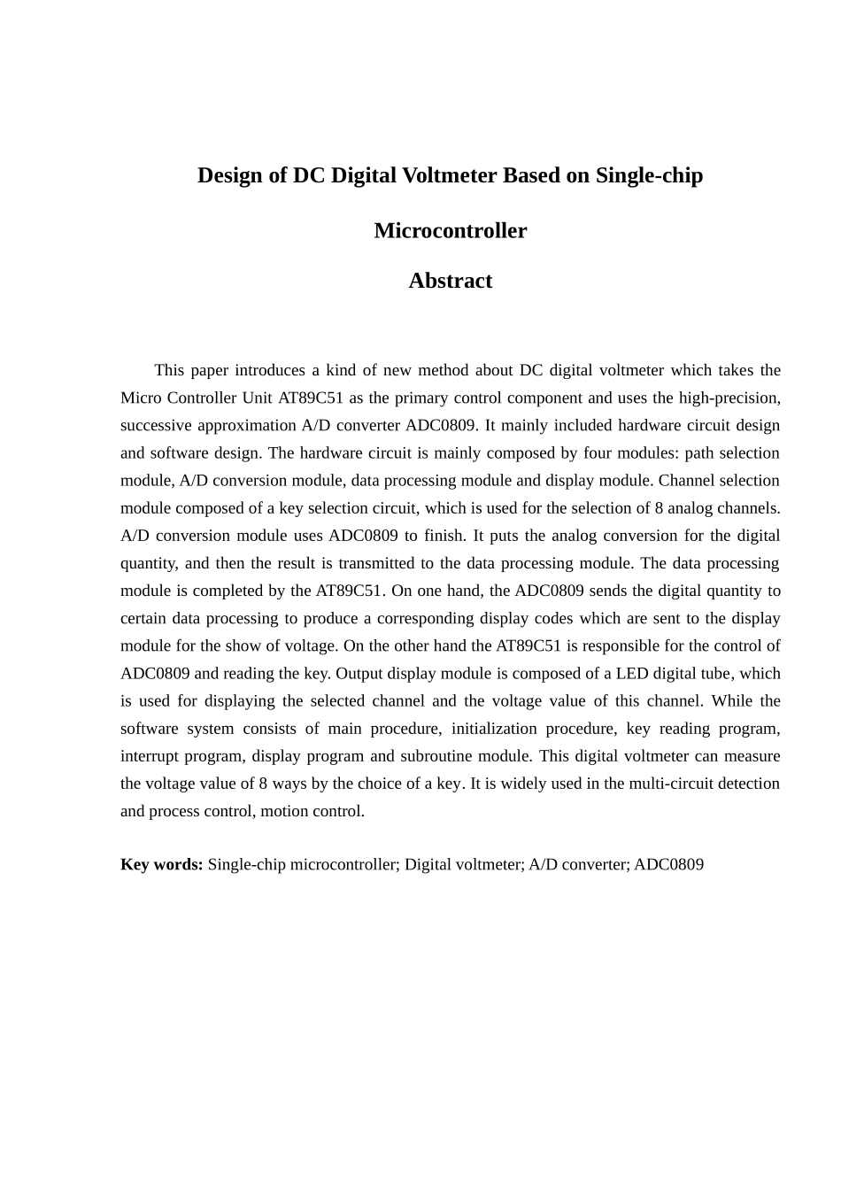 基于单片机的直流数字电压表(设计)-学位论文_第3页