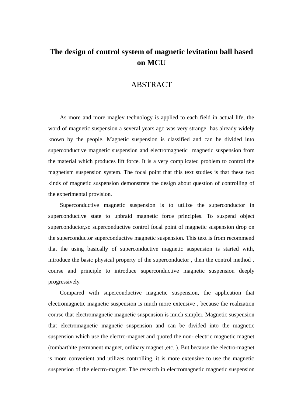 基于单片机的磁悬浮小球控制系统设计毕业论文_第2页