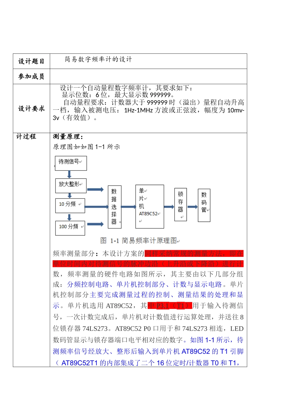 基于单片机的简易数字频率计设计报告-毕业设计_第2页
