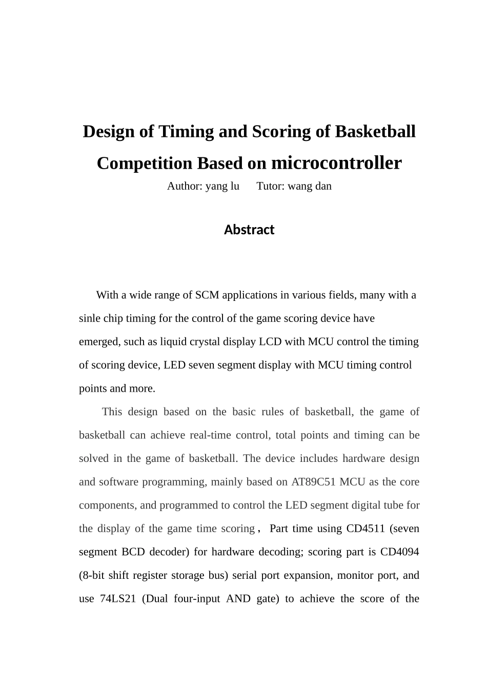 基于单片机的篮球计时计分器设计-毕设论文_第3页