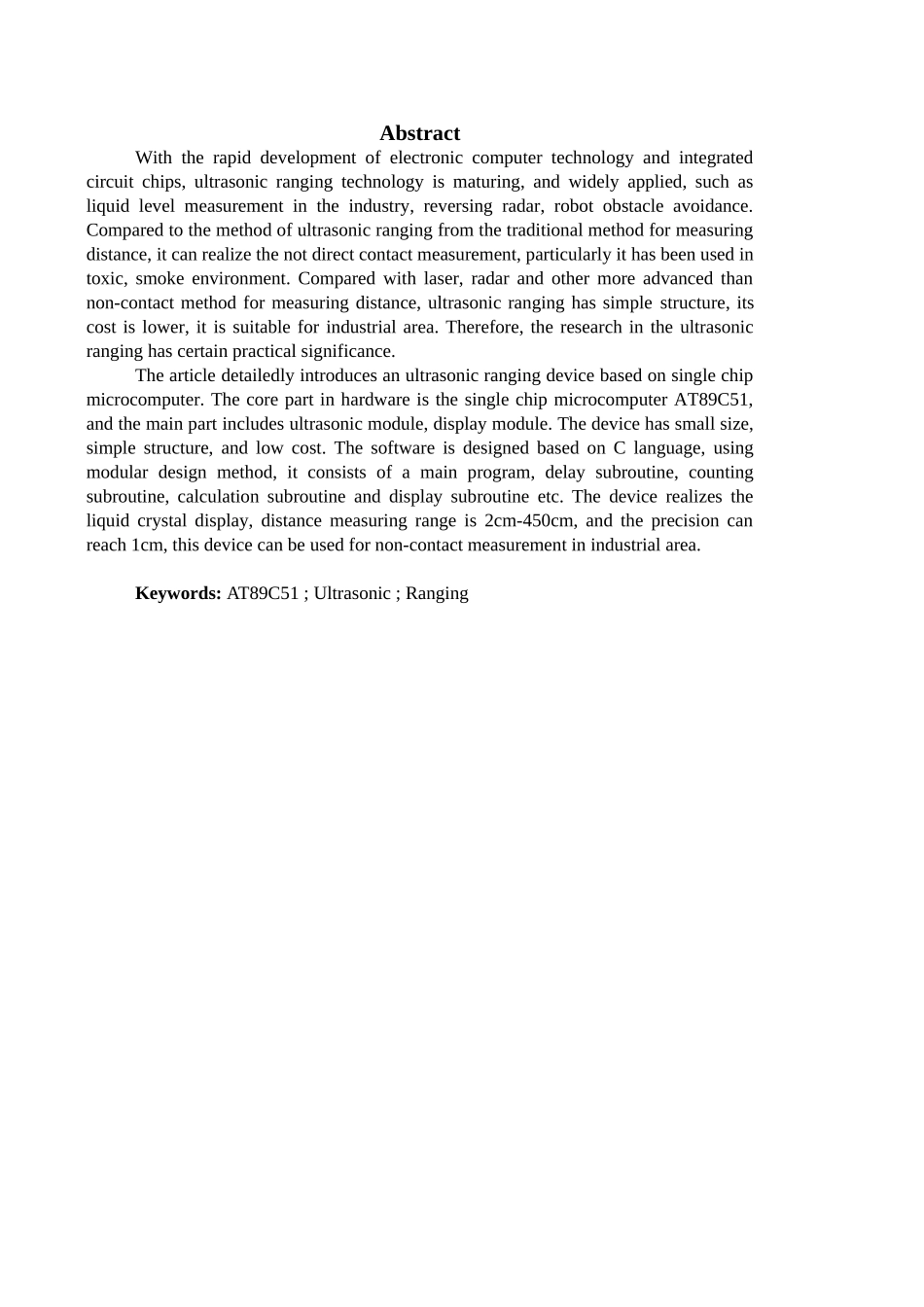 基于单片机的超声波测距装置毕业论文_第2页