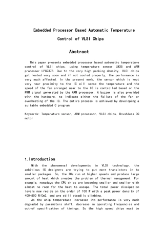 基于嵌入式处理器的vlsi芯片的温度自动控制英文翻译大学本科毕业论文