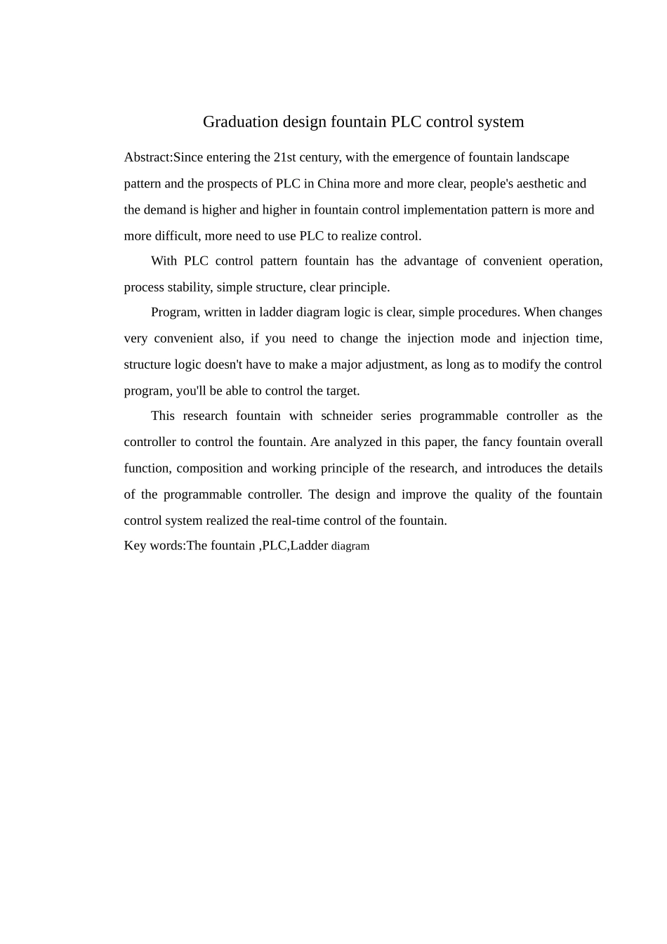 基于施耐德PLC的花样喷泉控制系统设计-自动控制本科设计说明书_第3页