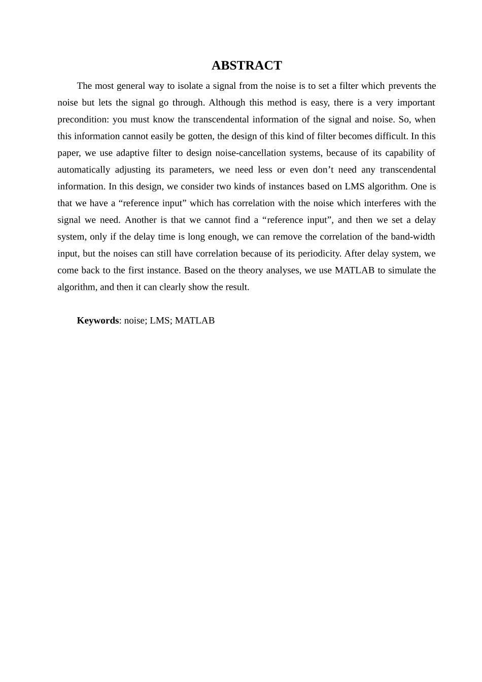 基于自适应滤波算法的噪声抵消系统的研究-毕业论文_第2页