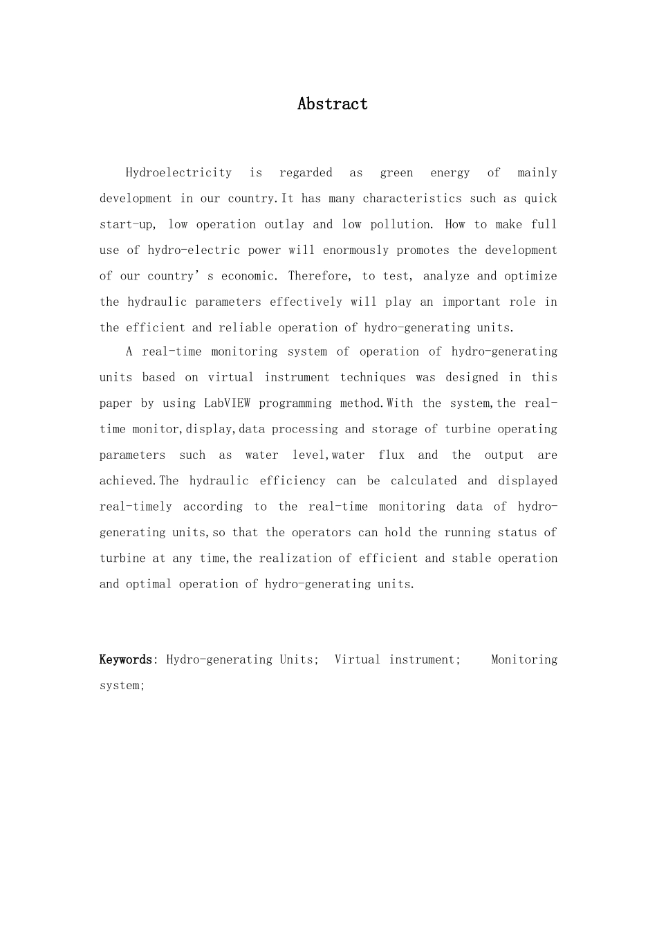 基于虚拟仪器的水力机组运行工况实时监测系统大学本科毕业论文_第3页