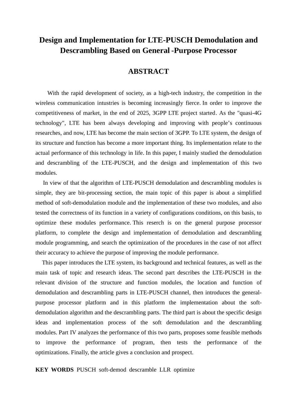 基于通用处理器的的ltepusch解调和解扰的设计与实现学士学位论文_第3页