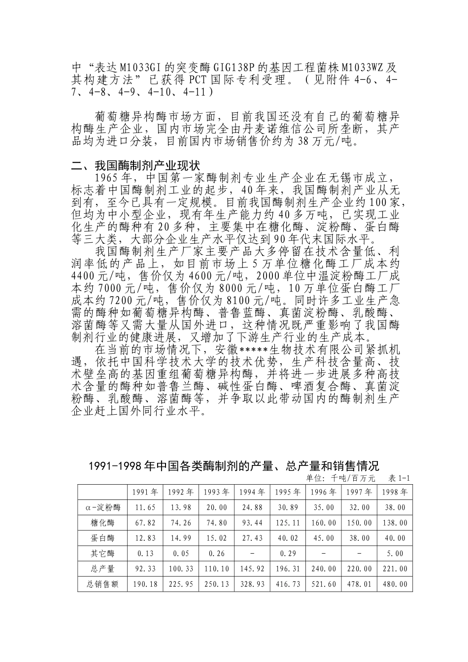 基因重组葡萄糖异构酶工程产业化项目资金可行性研究报告书_第3页
