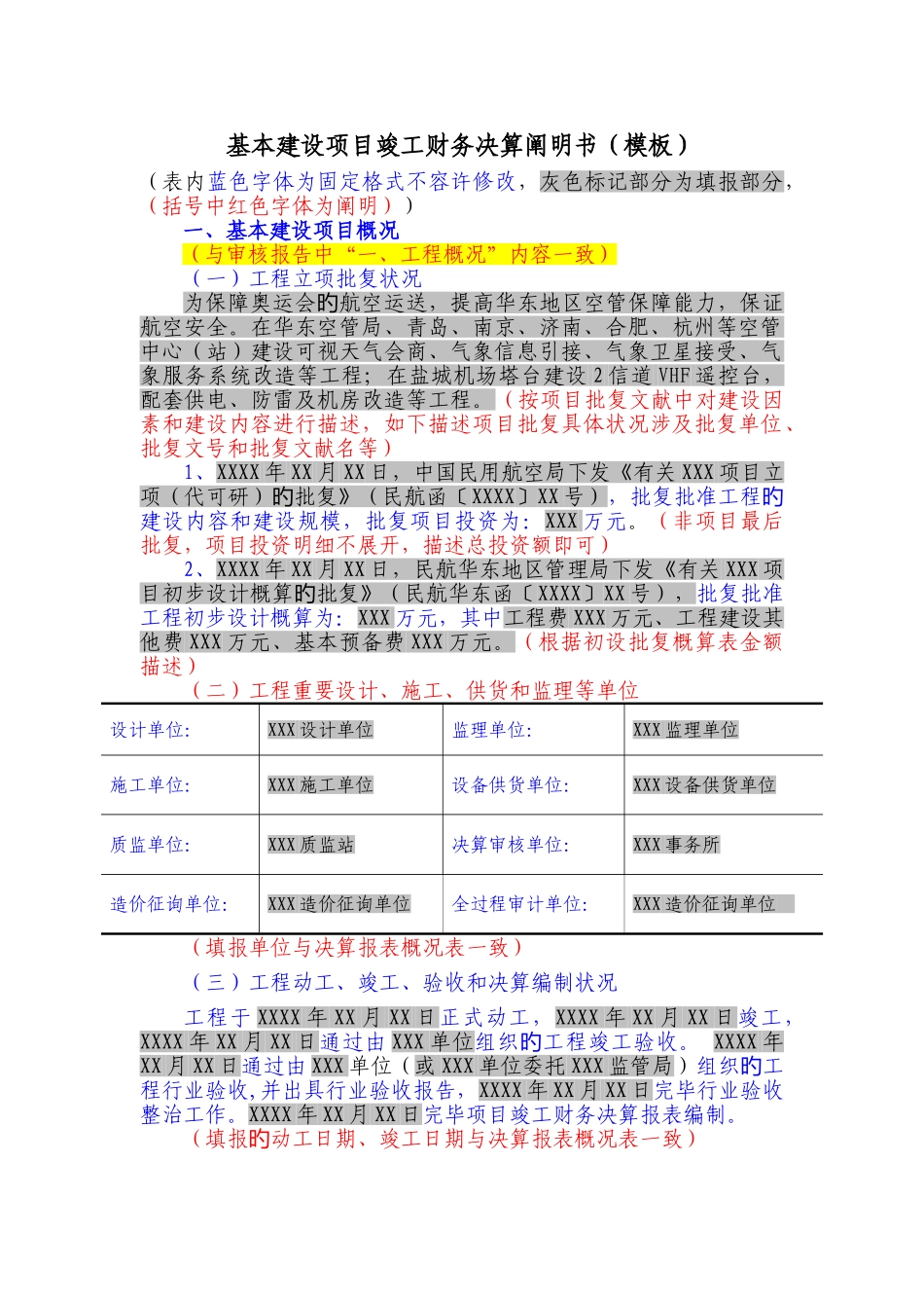 基本建设项目竣工财务决算说明书模板_第1页