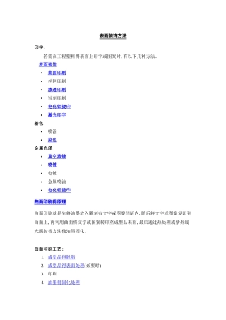塑料 表面装饰方法