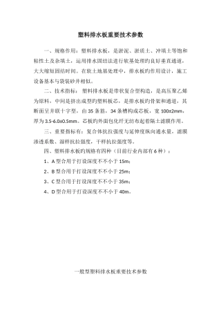 塑料排水板主要技术参数