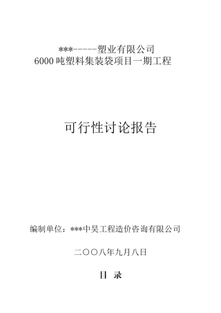 塑料集装袋篷布项目可行性报告