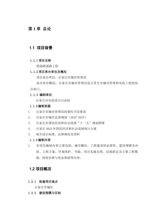 塔南路道路工程项目建议书