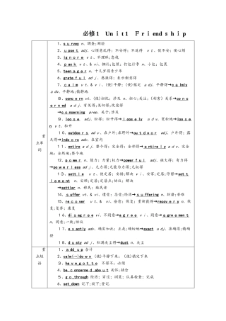 备战2025高考人教版英语一轮复习讲义及单元检测：必修1 Unit 1  Friendship含答案