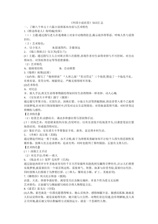 外国小说欣赏知识点汇总