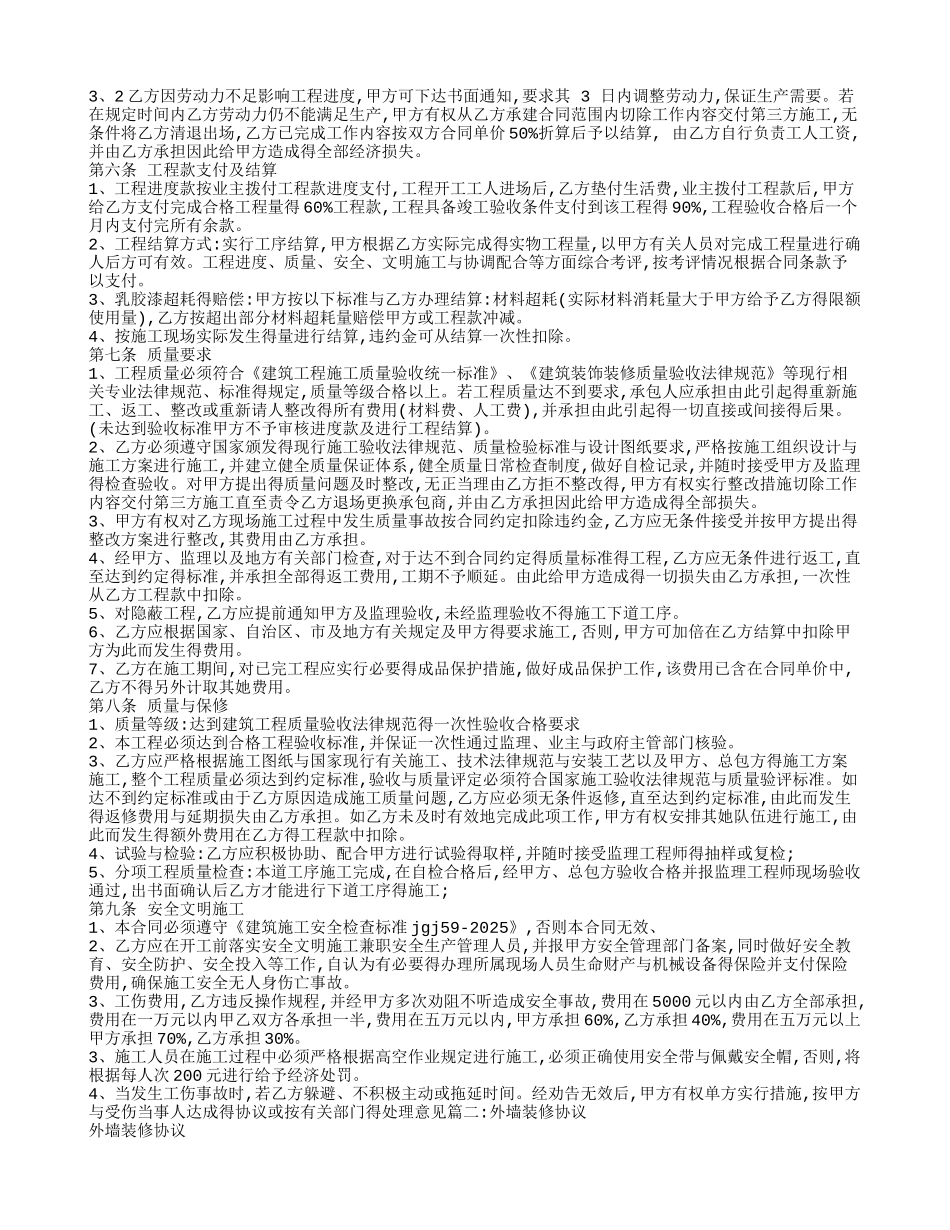 外墙装修合同范本_第2页