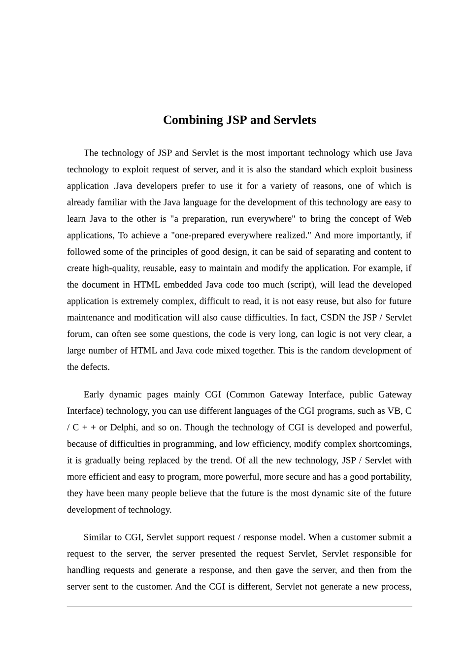 外文翻译-外文文献-英文文献-将Servlet和JSP组合使用_第1页