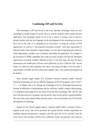 外文翻译-外文文献-英文文献-将Servlet和JSP组合使用