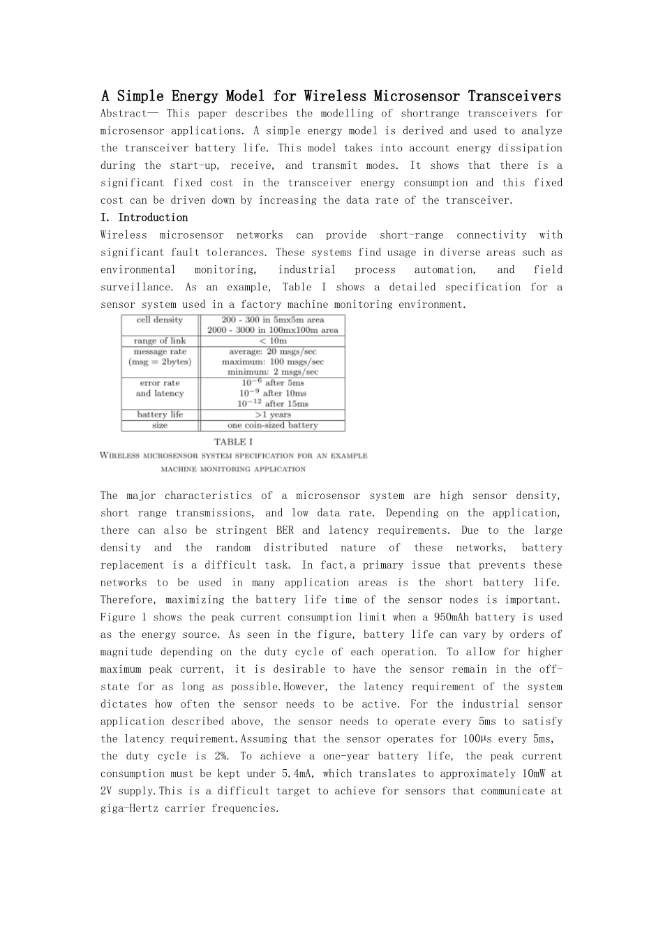 外文翻译简单的能量无线微传感器的接收机模型大学本科毕业论文_第1页
