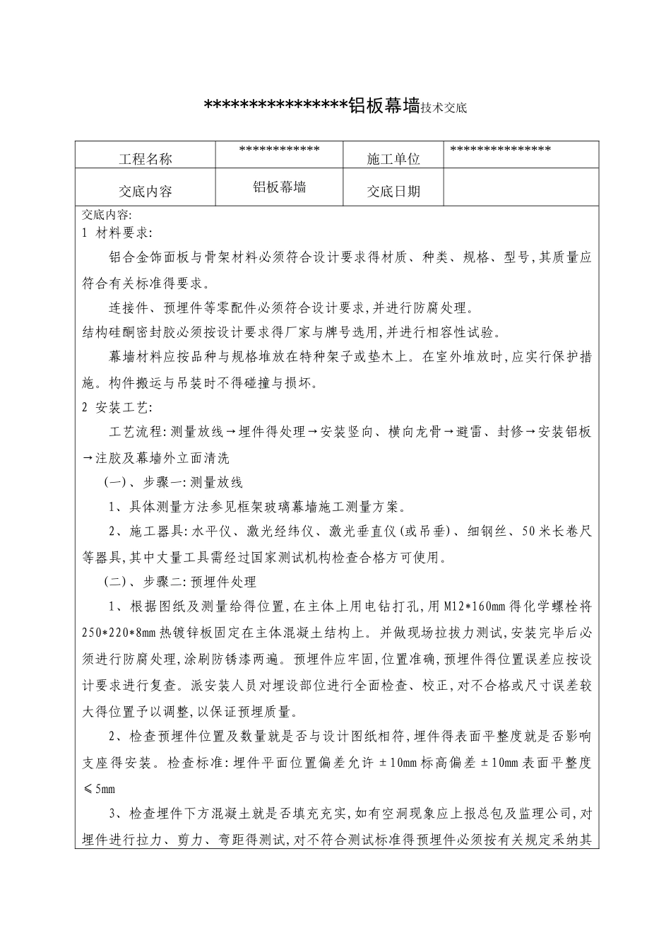 外装铝单板技术交底_第1页
