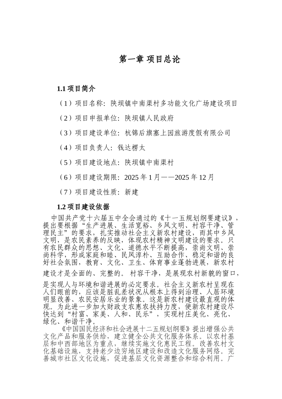 多功能文化广场建设项目可行性研究报告书_第1页